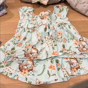 Gymboree Floral Bird Print Kids Matching Set - Light Blue and Orange